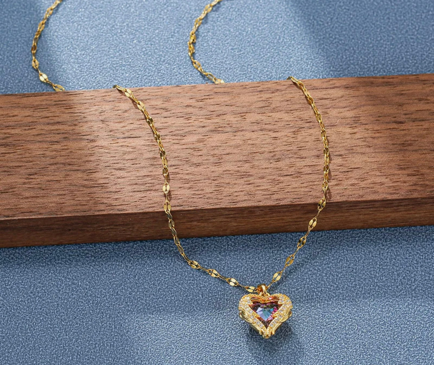 Deep Blue Hue Heart Pendant Necklace