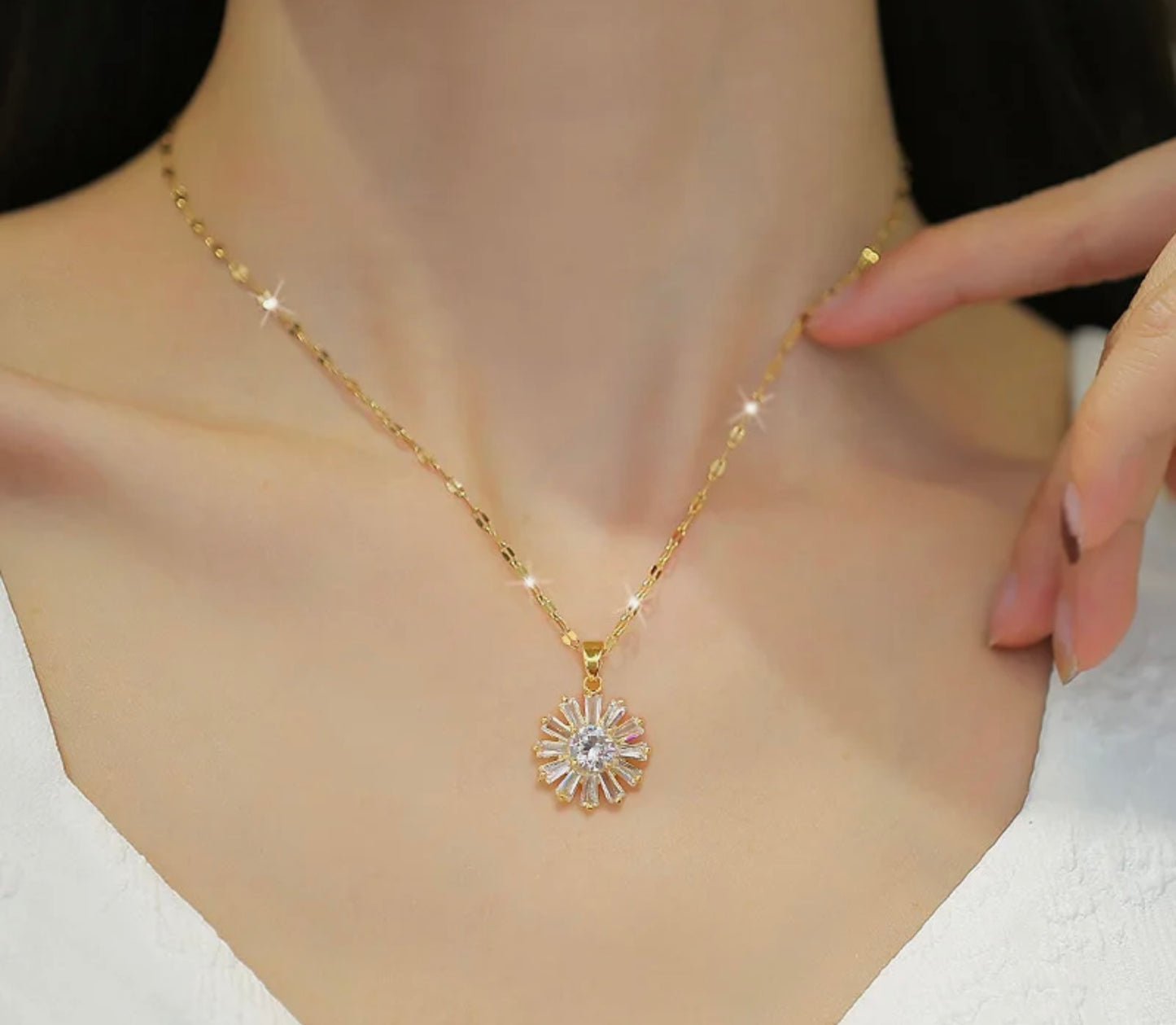Golden Bloom Pendant Necklace